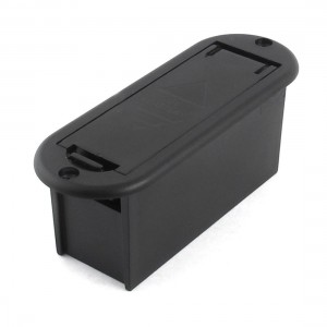 Black Plastic 2-Wires 9V Battery Holder Case Box w Cap
