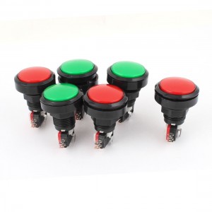 AC 250V 125V Round Arcade Video Game Player Push Button Switch Red Green 6 Pcs