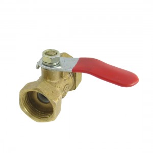 3/8" PT Thread Pipe Full Port Red Lever Ball Valve Gold Tone
