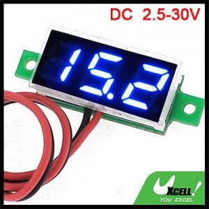 Dual Wire Blue LED Display 3-Digital DC Voltmeter Module 2.5-30V