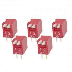 5 Pcs 2.54mm Pitch 2 Position  Piano Type DIP Switch Red