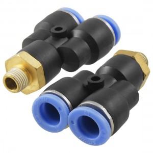 2 Pcs Pneumatic 1/8" Thread 10mm Push In Y Shape Quick Connector