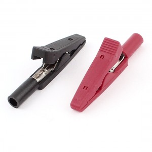 2pcs Miniature Insulated Test Alligator Clips to 2mm Banana Socket Jack