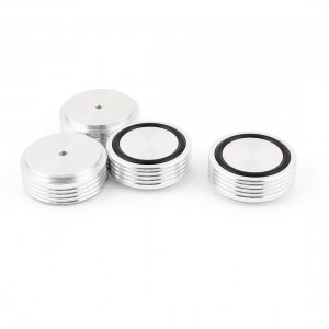 4 Pcs 44x17mm Silver Tone Aluminum CD PC Audio Speaker Amplifier Feet Pads