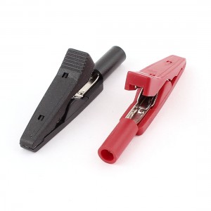 Pair Mini Insulated Testing Alligator Clips to 2mm Banana Socket Jack