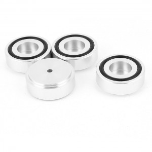 4 Pcs 44x17mm Silver Tone Aluminum Cabinet CD PC Speaker Amplifier Feet Pads