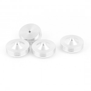 4 Pcs 39x19mm Silver Tone Aluminum CD PC Audio Speaker Amplifier Feet Pads
