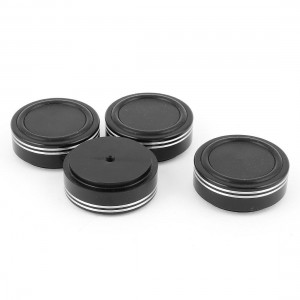4 Pcs 44x17mm Black Aluminum CD PC Audio Speaker Amplifier Feet Pads