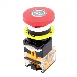 380V 10A Red 22mm Thread Dia Rotary Reset Emergency Stop Push Button Switch
