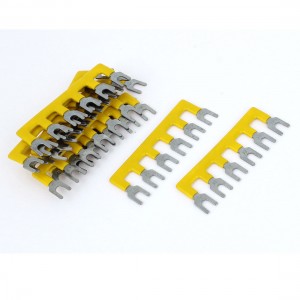 10pcs TB2506 6P Wire Connector Pre Insulated Fork Terminal Strip Yellow 400V 10A